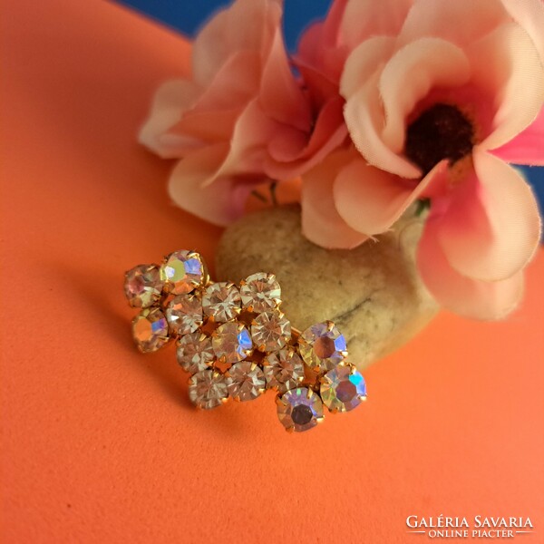 Gold-plated zircon brooch 3 cm