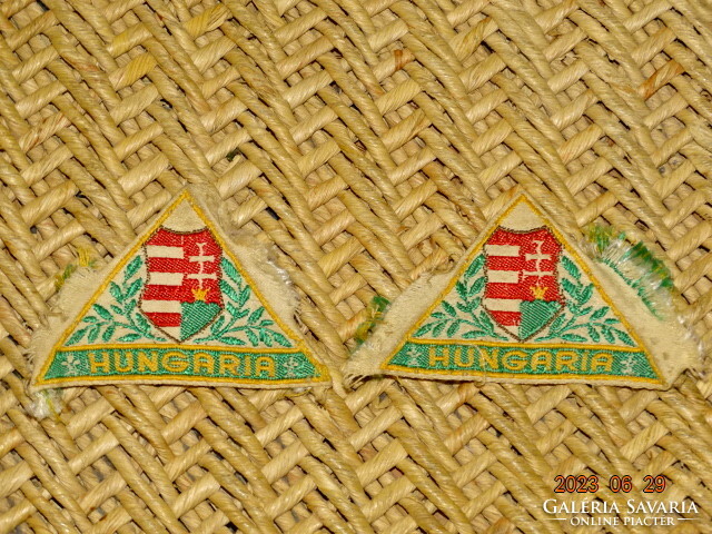 old Hungarian coat-of-arms with Hungaria inscription scout textile jacket 1945-49 rrr !!! 2 pcs !!!