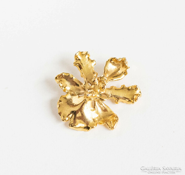 Golden orchid pendant and brooch in one - iris flower for necklace, brooch, brooch - gold plated
