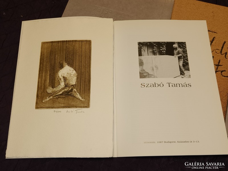 Folder showing the work of ákos-szabó Tamás Péter-Muzsnay Földi + 3 etchings