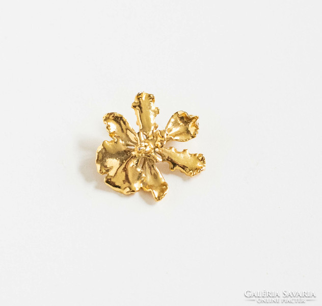 Golden orchid pendant and brooch in one - iris flower for necklace, brooch, brooch - gold plated
