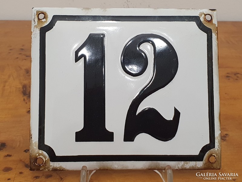 House number plate enamelled 12