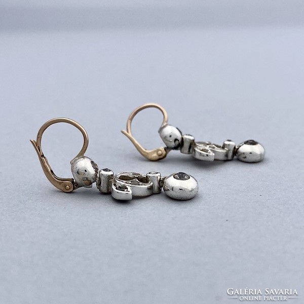 14K Art Nouveau buton earrings with diamonds approx.0.30 Ct.