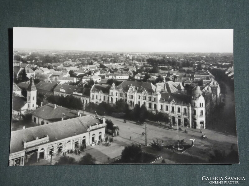 Képeslap,Postcard, Szentes, városi látkép madártávlatból,1950-60