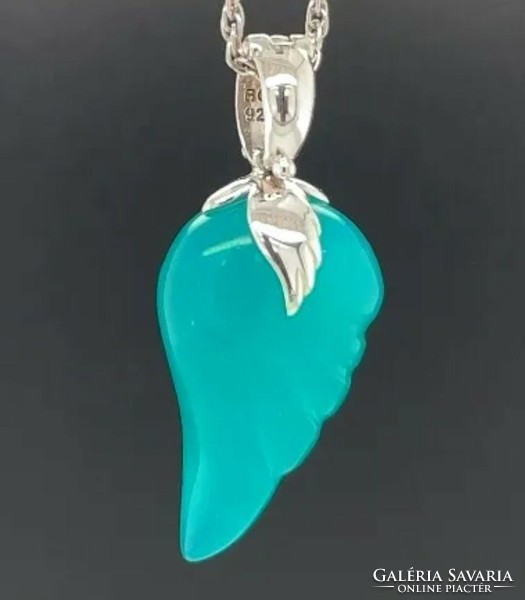 Ocean amazonite gemstone pendant, sterling silver /925/ new