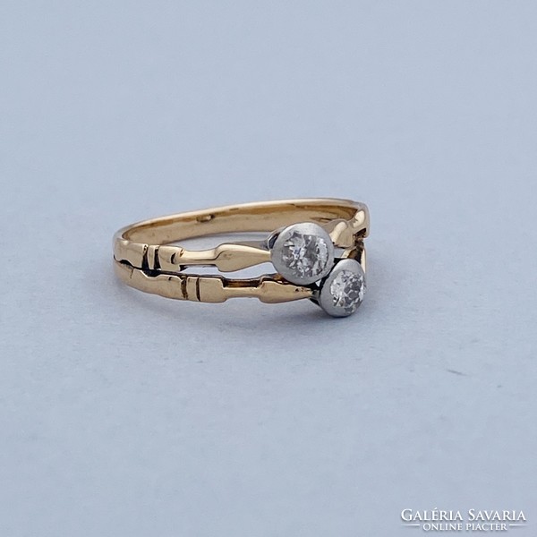 14K art deco brilliant diamond ring