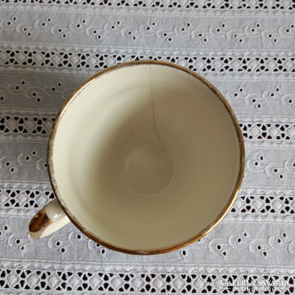 Collectable English countryside scenic earthenware cup + base (Staffordshire)