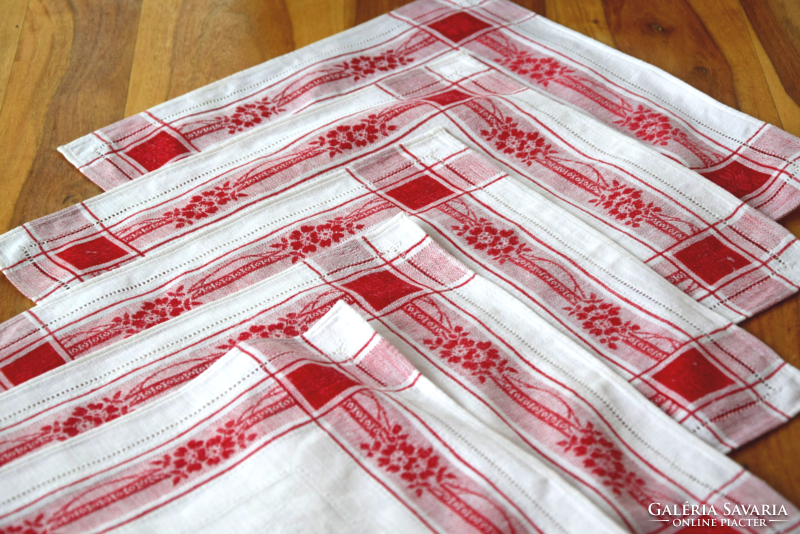Old antique art deco damask napkin set set wipe flower pattern 6 pcs 31 x 30