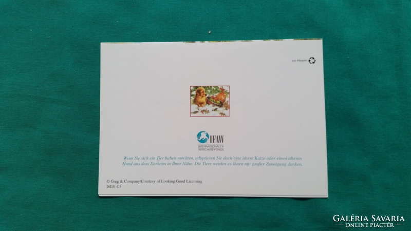 Karácsonyi kinyitható  képeslap, postatiszta