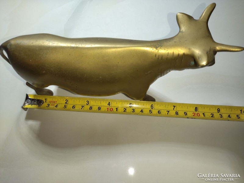 Beautiful antique horned bull heavy copper