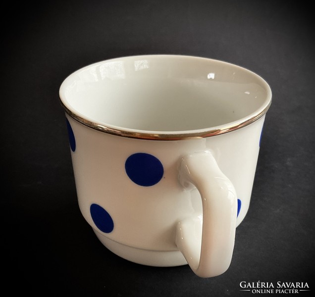 Zsolnay vitrine blue polka dot mug with eosin stripe