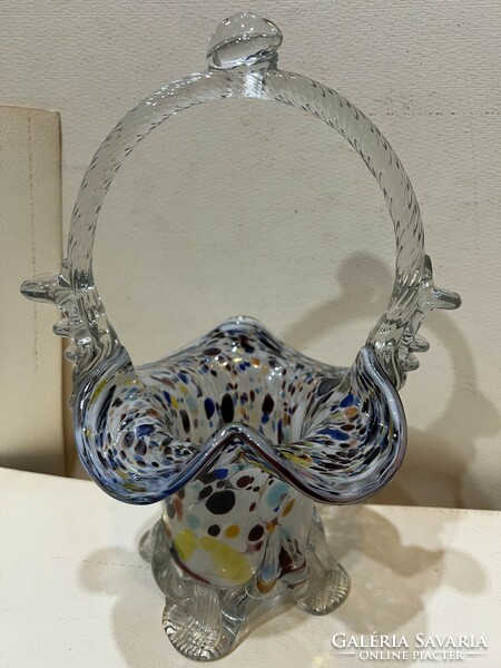Muránói üveg asztalközép, kináló, 25 x 17 cm-es. 4527
