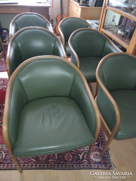 6 thonet leather armchairs - beautiful shape, color and condition - extra comfortable!