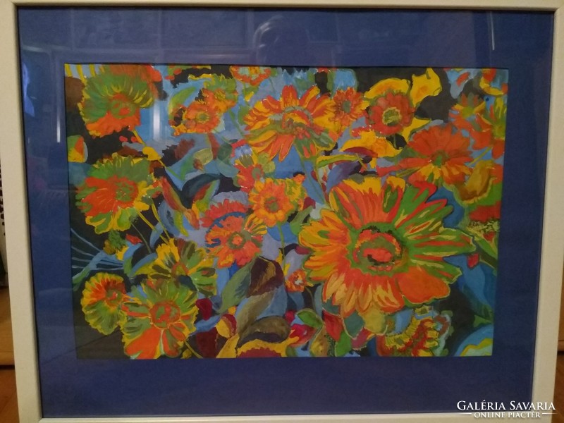 Flowers. Tempera painting.Xxi.No.