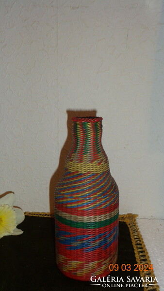 Hand-pounded, glass bottle, miner's work 19 cm, skinned, made of detonating wire