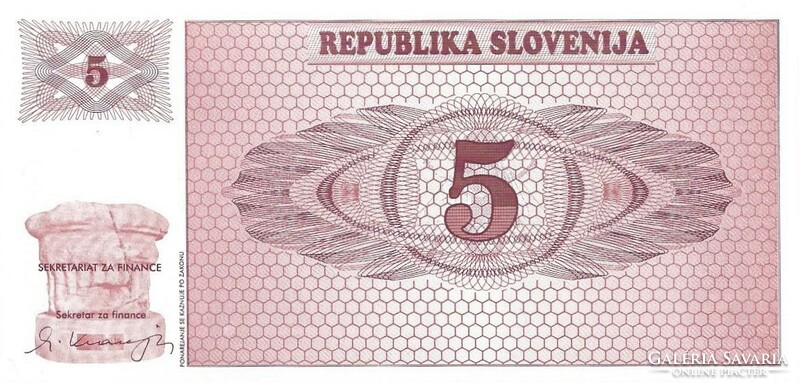 5 Tolar tolarjev 1990 zvorec pattern Slovenia unc