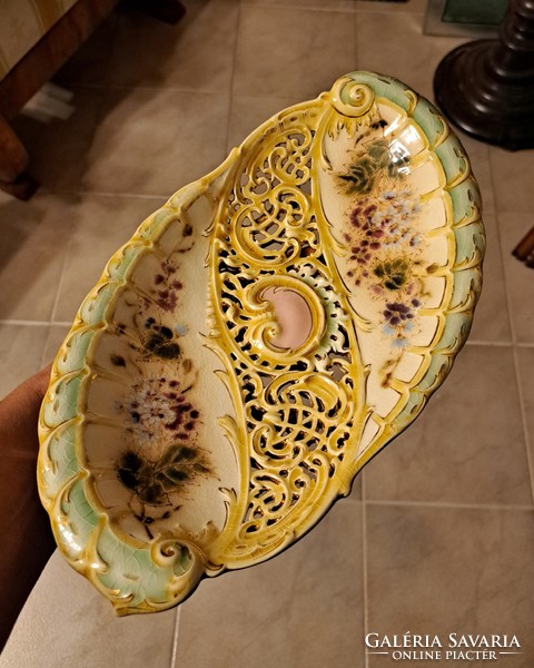 Antique museum Zsolnay decorative bowl! 34X20cm!