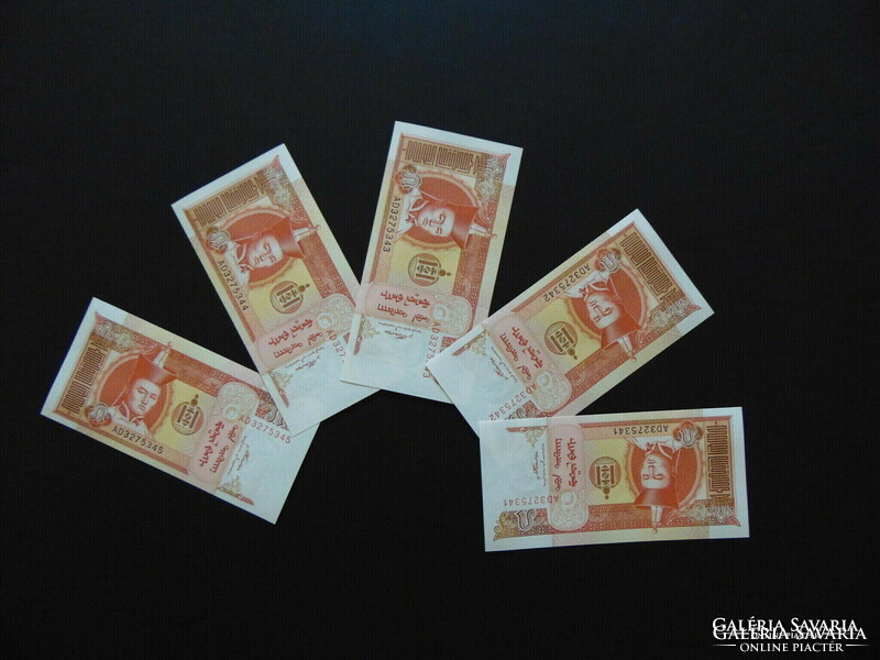 Mongólia 5 tugrik 2008 5 darab Sorszámkövető !  Hajtatlan bankjegyek