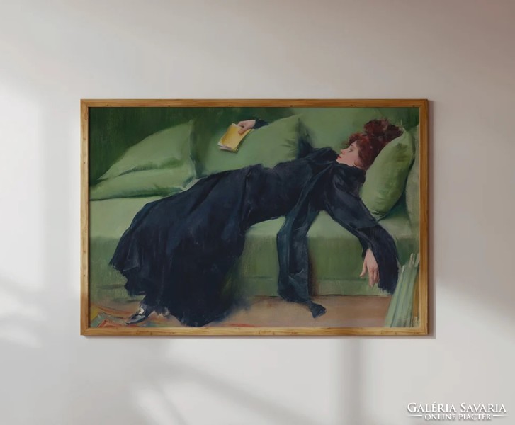 Ramon casas beautiful art nouveau painting 1899 reproduction print decadent girl after the dance
