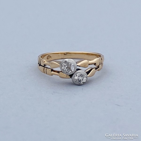 14K art deco brilliant diamond ring