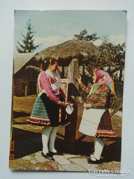 Old postage stamp postcard: Buják, folk costume (1967)