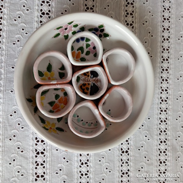 Special Hungarian ceramic napkin ring set + bowl