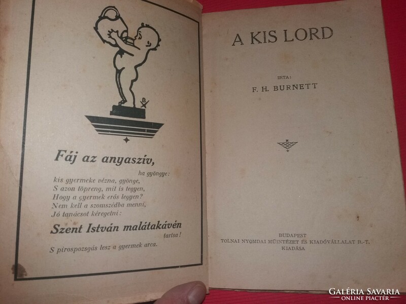 1925. Frances Hodgson Burnett :A kis Lord ifjúsági regény könyv a képek szerint MÓRA