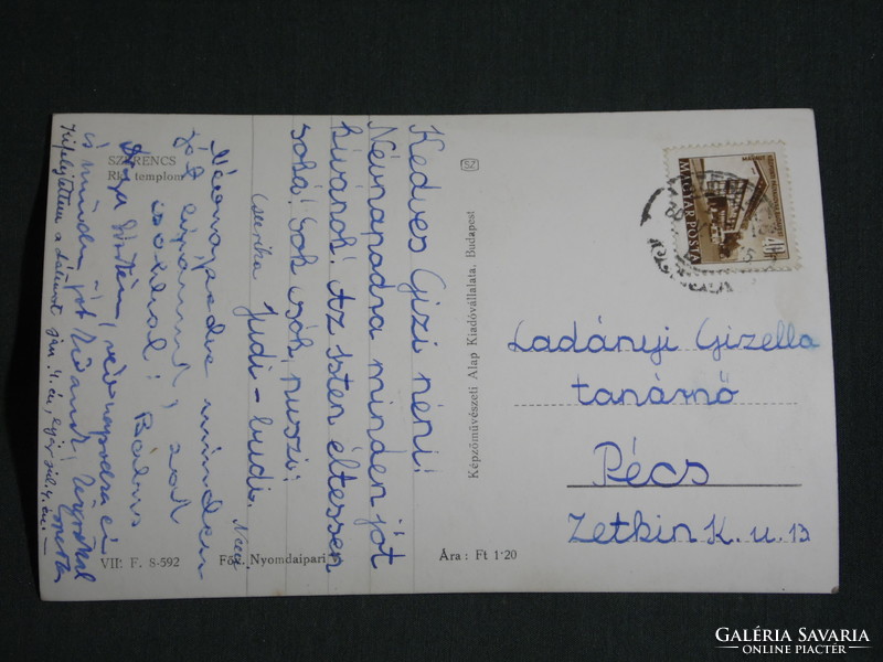 Képeslap,Postcard, Szerencs, Róm. kath. templom látkép,1960