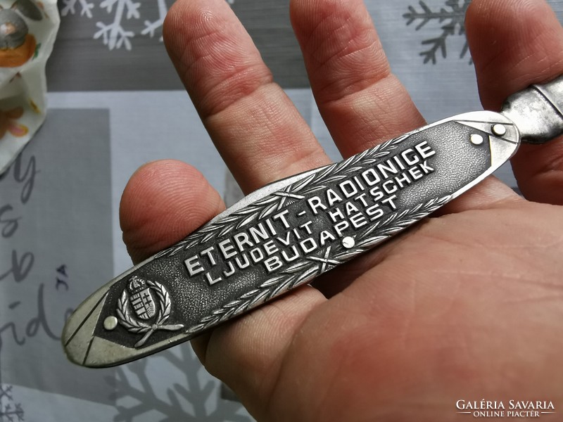 Antique rare eternit-radionice ljudevit-hatschek Budapest knife + measuring rod.. Marked blade!