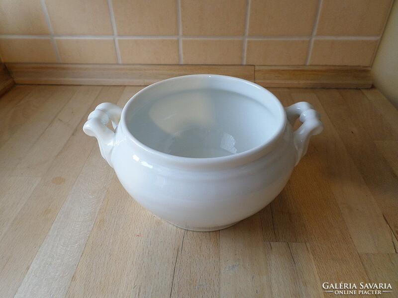 Old white porcelain bowl with handle 16 cm