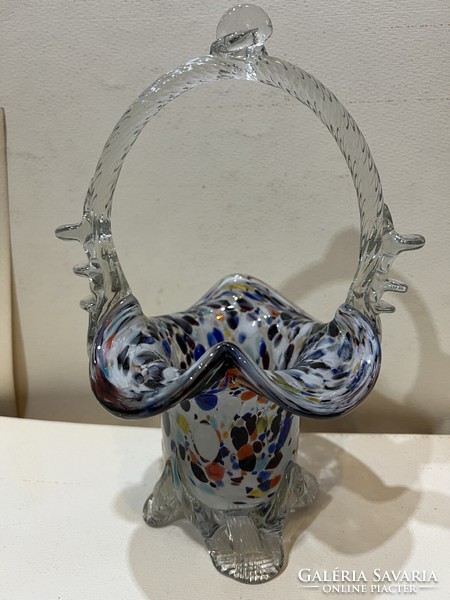 Muránói üveg asztalközép, kináló, 25 x 17 cm-es. 4526