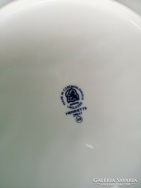 Cseh porcelán lapos tányér Henriett dekorral