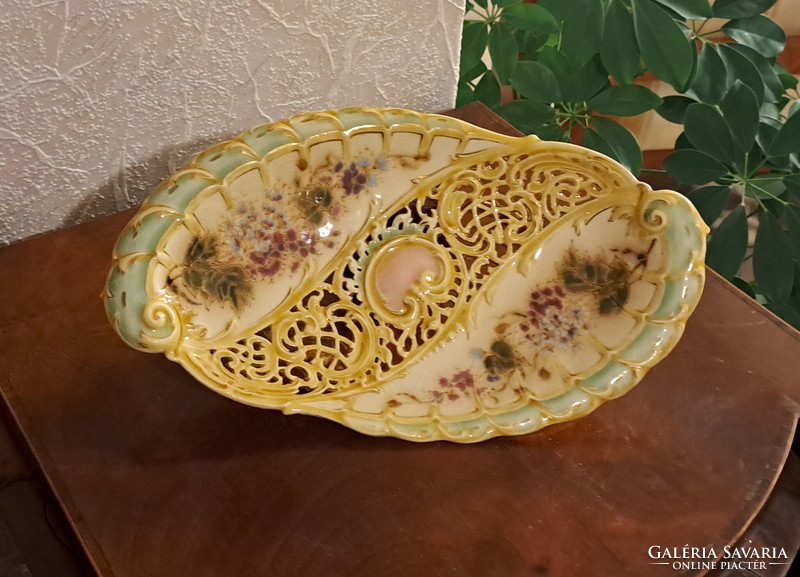 Antique museum Zsolnay decorative bowl! 34X20cm!