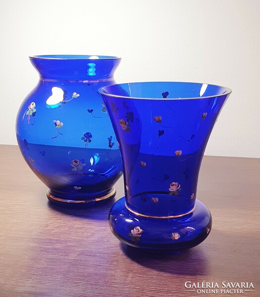 Pair of parade glass vases - antique