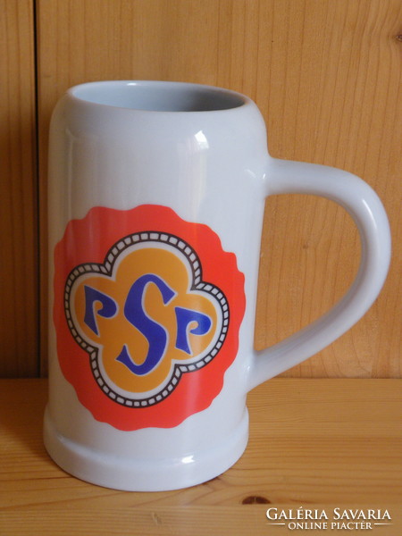 Zsolnai porcelán csésze - PSP, és katonai (határőrös?) felirattal -