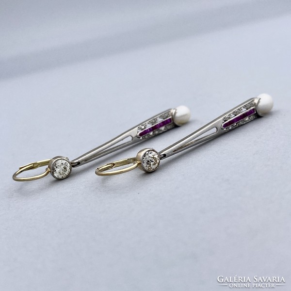 Art deco platinum earrings with diamonds ca.0.70 Ct.