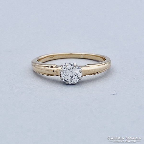 14K old gold engagement ring with diamonds