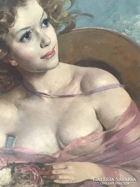 Mária Szánthó: pink nude oil, cardboard large size!