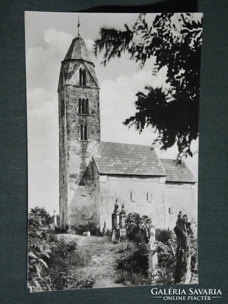 Képeslap,Postcard, Hévíz gyógyfürdő, Egregyi Árpád korabeli templom,1963