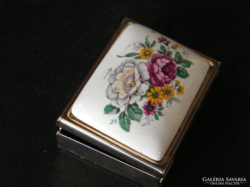 Medicine box with floral porcelain top, box