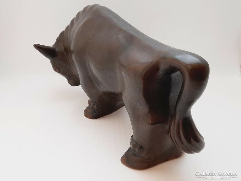 Városlőd majolica bull, bison, 38 cm