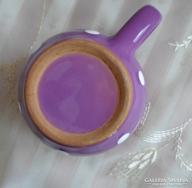 Purple, white polka dot ceramic mug, cup