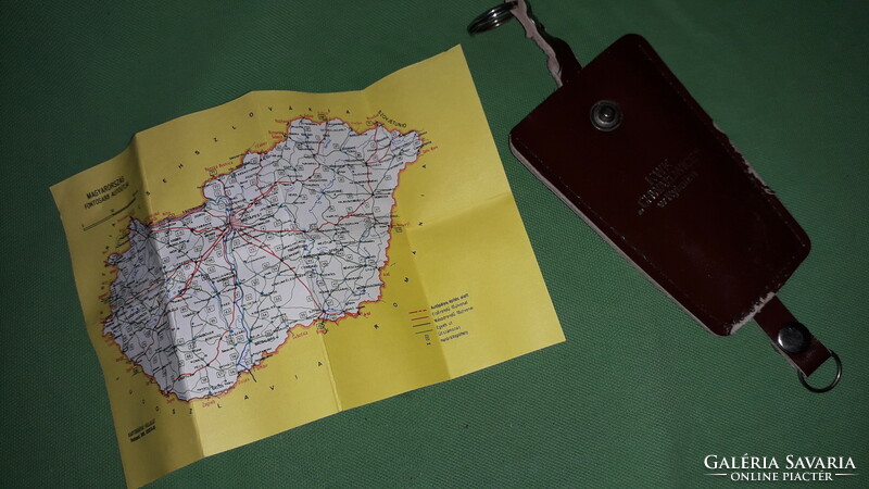 1970 - S years advertising leather key ring Chwałowice mine ribnik + mini Hungarian map 14cm according to pictures