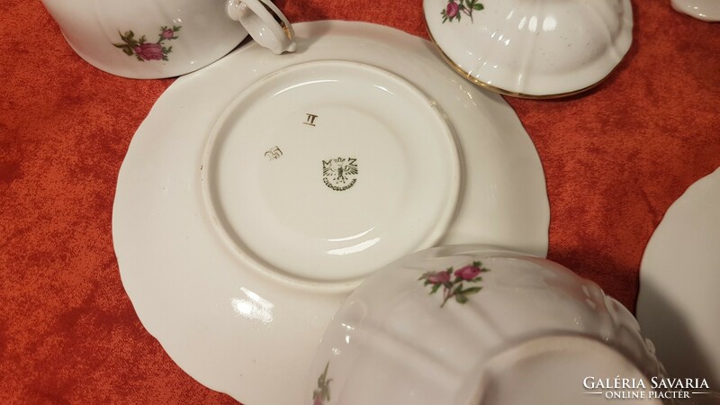 From HUF 1! 6 Personal, beautiful pink, gilded, baroque porcelain tea set mz Czechoslovak