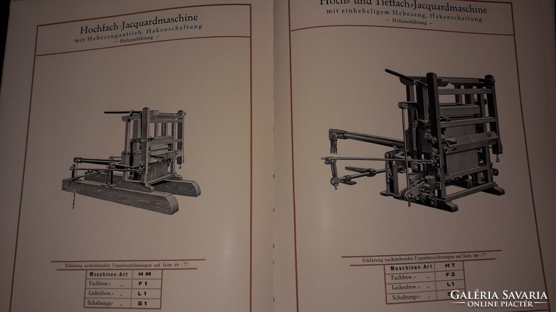 Antik 1928. a német GROSSE textílgépgyártó gépgyár korabeli képes katalógusa a képek szerint