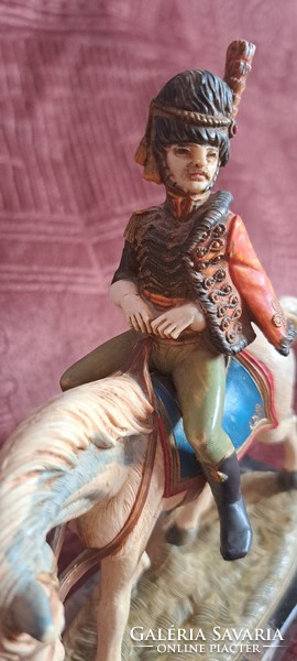 Old equestrian statue, French hussar soldier (l4619)