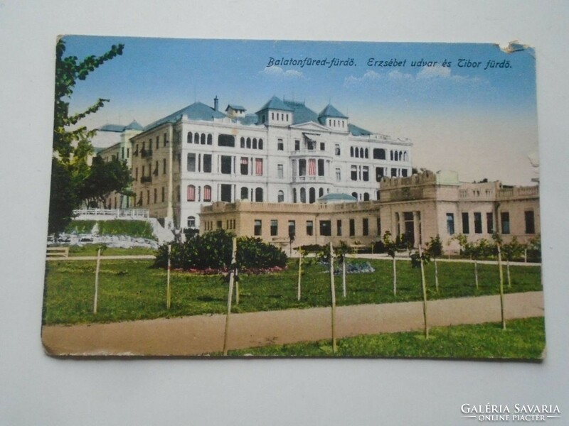 D201896 old postcard - Balatonfüred Erzsébet Udvar and Tibor Spa - 1920k