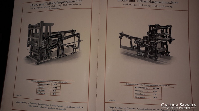 Antik 1928. a német GROSSE textílgépgyártó gépgyár korabeli képes katalógusa a képek szerint