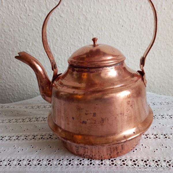 Red copper (uncoated) Albanian tea pot (584 gr)