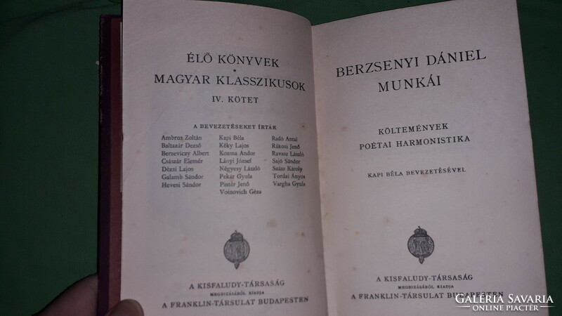 1900.Antique Hungarian classics: book of works by Dániel Berzsenyi according to the pictures, Franklin